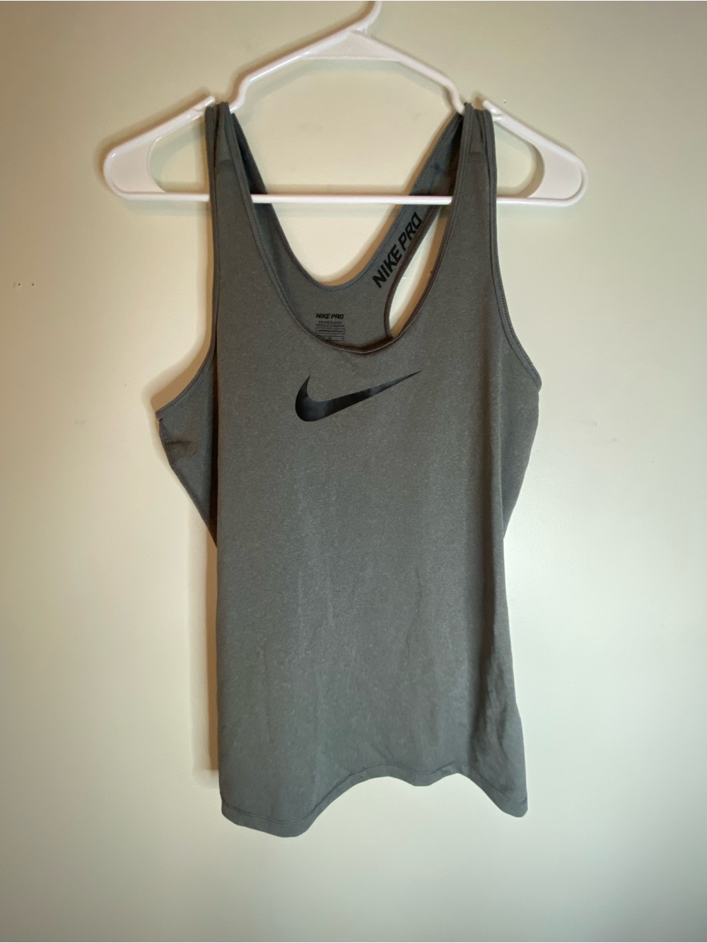 Nike Gray Racerback Athletic Tank Top with Black Swoosh